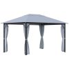 10' x 13' Patio Gazebo, Aluminum Frame, Outdoor Gazebo Canopy Shelter with Netting & Curtains, Garden, Lawn, Backyard and Deck, Gray