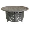 53" Round Aluminum Propane Gas Firepit Table, Chocolate Silk