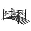102*51*43cm Garden With Round Iron Ball Flat Top Handrail Garden Iron Bridge Black