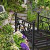 102*51*43cm Garden With Round Iron Ball Flat Top Handrail Garden Iron Bridge Black