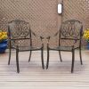Set of 2 Cast Aluminum Patio Dining Chairs, Stackable Outdoor Bistro Chairs with Armrests for Balcony Backyard Garden Deck, Antique Bronze (Without Cu
