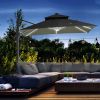 10FT Cantilever Patio Umbrella with Solar LED Lights, Double Top Square Outdoor Offset Umbrella with 360¬∞ Rotation, 4-Position Tilt, Crank & Cross Ba