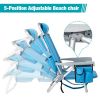 63*65*82cm Short Oxford Cloth Silver White Aluminum Tube Bearing 100kg Beach Chair Blue