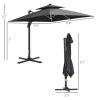 10FT Cantilever Patio Umbrella with Solar LED Lights, Double Top Square Outdoor Offset Umbrella with 360¬∞ Rotation, 4-Position Tilt, Crank & Cross Ba