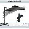 10FT Cantilever Patio Umbrella with Solar LED Lights, Double Top Square Outdoor Offset Umbrella with 360¬∞ Rotation, 4-Position Tilt, Crank & Cross Ba