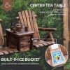 Wooden Chair Loveseat with Inset Ice Bucket Garden chairs/courtyard chairs