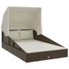 Sunbed with Foldable Roof Brown 78.7"x44.9"x50.4" Poly Rattan