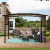 12 x 9 Ft Outdoor Pergola Patio Gazebo,Retractable Shade Canopy,Steel Frame Grape Gazebo,Sunshelter Pergola for Gardens,Terraces,Backyard