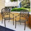 Set of 2 Cast Aluminum Patio Dining Chairs, Stackable Outdoor Bistro Chairs with Armrests for Balcony Backyard Garden Deck, Antique Bronze (Without Cu