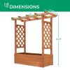 43.5*17.5*44.5 In Fir With Arched Lattice Raised Garden Bed Wooden Planting Frame Teak Color