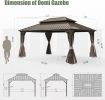 10' X 12' Hardtop Gazebo, Aluminum Metal Gazebo with Galvanized Steel Double Roof Canopy, Curtain and Netting, Permanent Gazebo Pavilion for Party, We