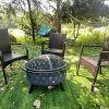 Iron Fire Pit Set Heating Equipment Camping Fire Bowl with Poker Mesh Cover for Backyard Patio