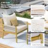 K&K 4-Piece Rope Patio Furniture Set, Outdoor Furniture with Tempered Glass Table, Patio Conversation Set Deep Seating with Thick Cushion for Backyard