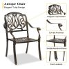 Set of 2 Cast Aluminum Patio Dining Chairs, Stackable Outdoor Bistro Chairs with Armrests for Balcony Backyard Garden Deck, Antique Bronze (Without Cu