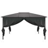 Gazebo with Curtain Aluminum 13.1'x9.8'x8.5' Black