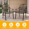 Set of 2 Cast Aluminum Patio Dining Chairs, Stackable Outdoor Bistro Chairs with Armrests for Balcony Backyard Garden Deck, Antique Bronze (Without Cu
