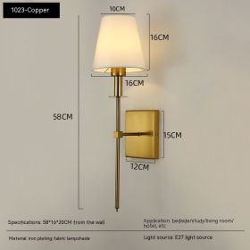 Indoor Bedroom Bedside Reading Wall Lamp (Option: 12W Warm Light Bulb-1023 Intrinsic Color Of Copper)