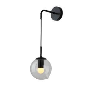 Nordic Glass Wall Lamp Living Room Bedroom Bedside Corridor Aisle (Option: Black Without Light Source-200mm Smoky Gray Glass)